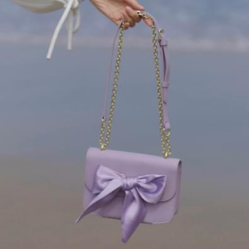 Purple bow knot crossbody purse